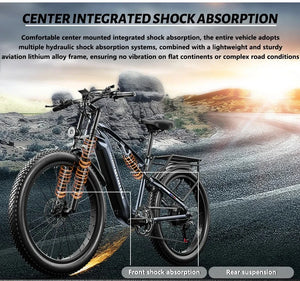 Shengmilo Electric Bicycle ,Adult eBikes with 48V 17.5Ah Battery ,1000W BAFANG Motor ,Shimano 7 Speed,Fat Tire Mountain bikes