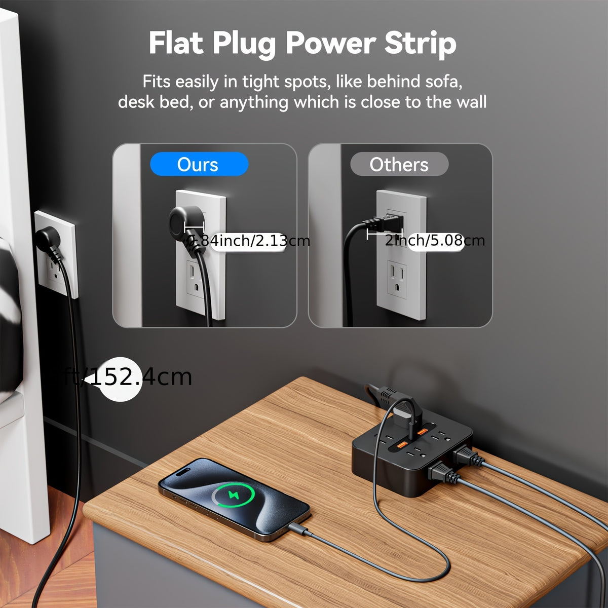 1pc 4 Sockets Power Board Surge Protector, 4 Jacks 2 USB And 1 Type-c Desktop Charging Station With Overload Protection, With Home, Office, Travel, Computer, Bedside And Travel, White And Black