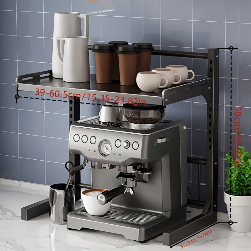 Versatile Multi-Layer Kitchen Storage Rack - Expandable Shelf for Microwave, Air Fryer &amp; Oven - Durable Steel Construction