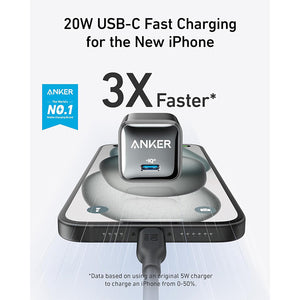 USB C Charger Block 20W, Anker 511 Charger (Nano Pro), PIQ 3.0 Compact Fast Charger for iPhone 15/15 Plus/15 Pro/15 Pro Max, 14/13/12 Series, Galaxy, Pixel 4/3, iPad (Cable Not Included)