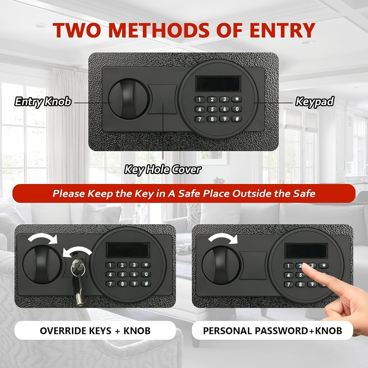 Steel Money Safe Box For Home (2.2 Cubic - Black) With Fireproof Money Bag For Cash Safe, 2.2 Cubic Feet Security Safe Box For Money Safe With Keys, Lock Box Fireproof Safe With Keypad Lock