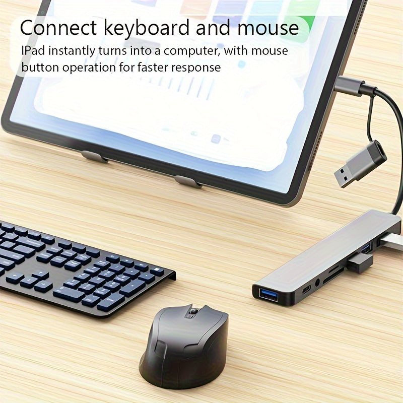 8-Port USB C Hub - Expand Your Laptop&#39;s Capabilities with USB 3.0, USB 2.0, Micro SD/TF Card Reader, Microphone/Audio, and More - Ideal for MacBook Pro, iMac, iPad Pro, and Other USB-C Devices