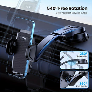 Car Phone Holder Mount, Upgraded Handsfree Stand, Phone Holder For Car Dashboard, Compatible With IPhone Samsung Android - Stereotech