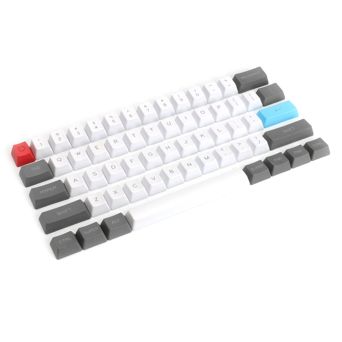 61 Keys White&amp;Grey Keycap Set OEM Profile PBT Thick ANSI Layout Keycaps for 60% Mechanical Keyboard - Stereotech