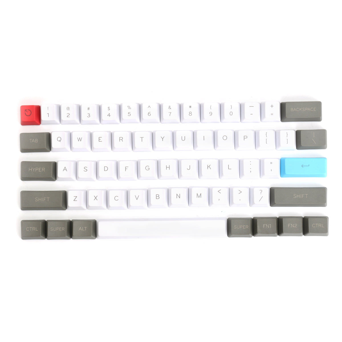 61 Keys White&amp;Grey Keycap Set OEM Profile PBT Thick ANSI Layout Keycaps for 60% Mechanical Keyboard - Stereotech