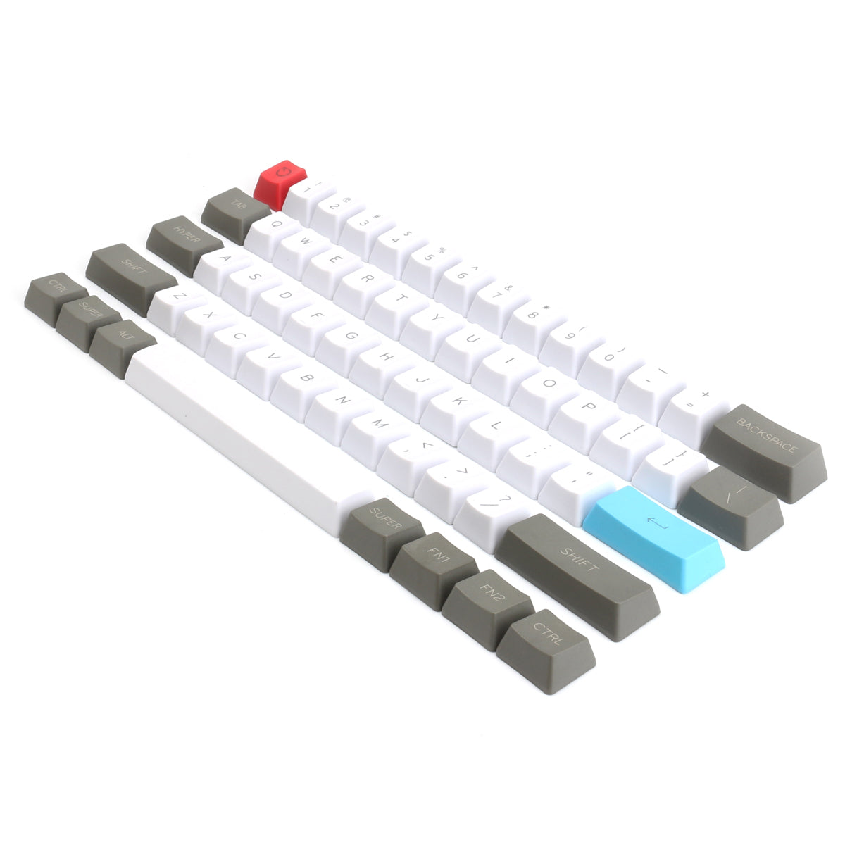 61 Keys White&amp;Grey Keycap Set OEM Profile PBT Thick ANSI Layout Keycaps for 60% Mechanical Keyboard - Stereotech