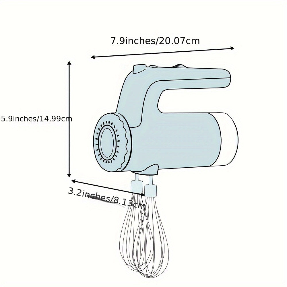 Hand Mixer,, Electric Mixer,, Mixer Electric Handheld, 5-speed;TURBO Function, Storage Base 1pc;6pcs 304 Stainless Steel Stirrers