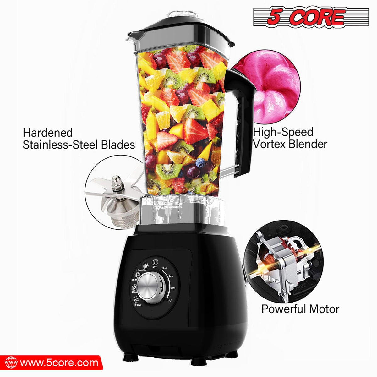 2000W 5Core Juicer Blender Machines - Stereotech