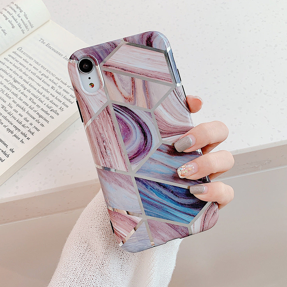 Color: Khaki, Model: iPhone8 7 - Retro geometric marble mobile phone case