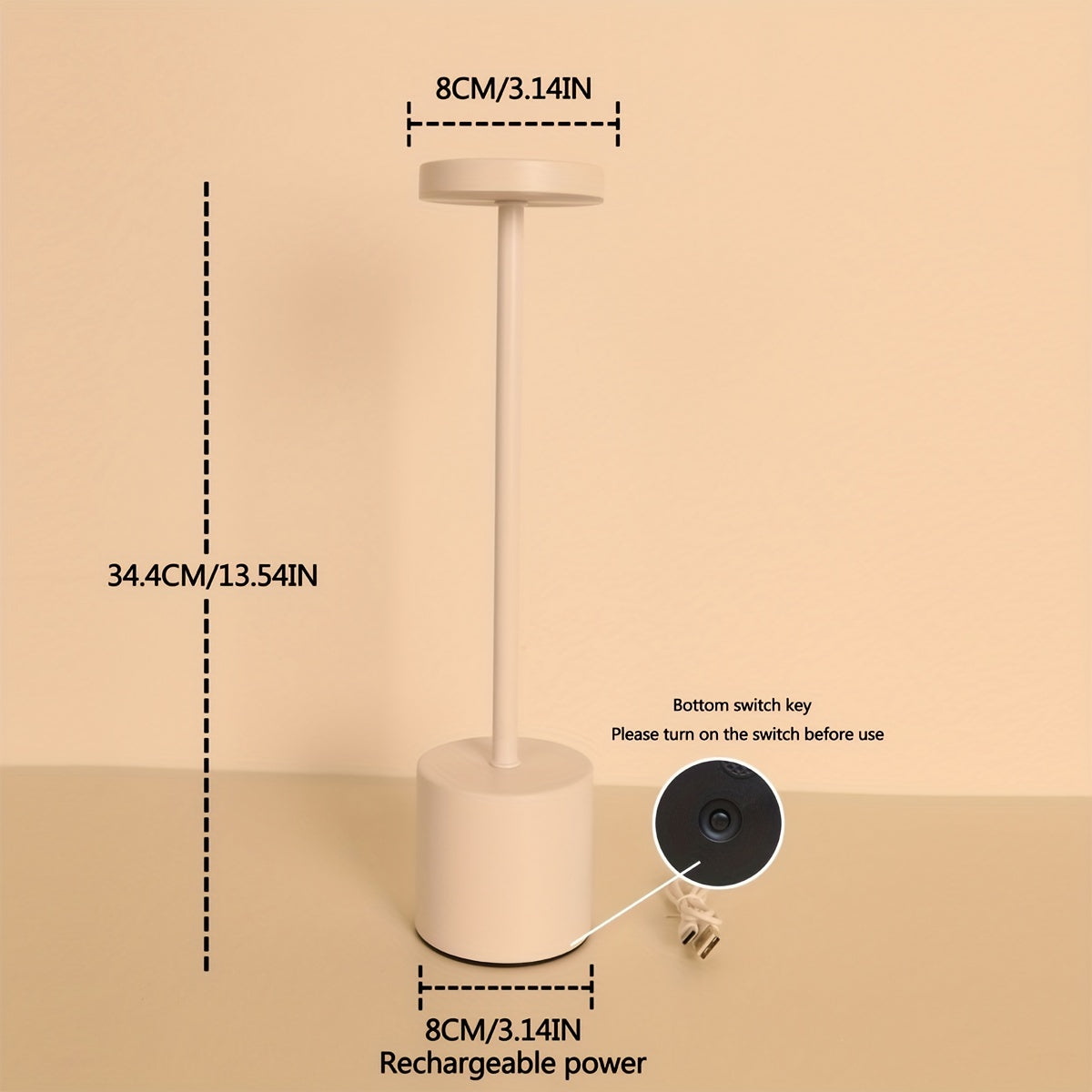 1pc Modern I-Shaped Cordless Touch Desk Lamp - Rechargeable, Tri-Color, Simple Design, LED Light, Bedside, Nightstand, Restaurant, Bar, Bedroom Decoration, Atmosphere Lamp with Touch Control