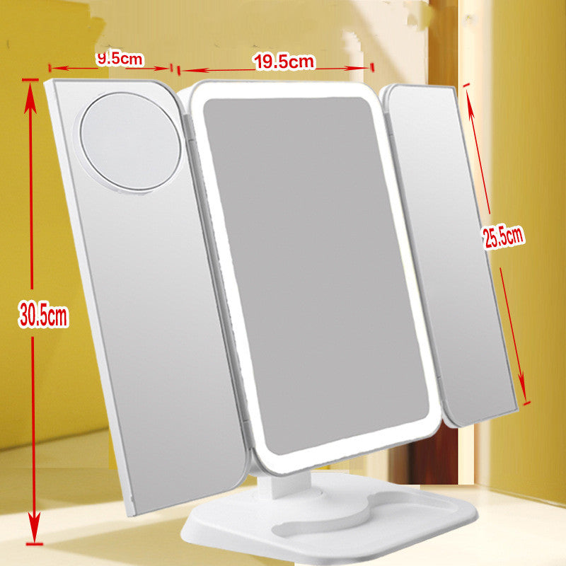 Trifold Makeup Mirror With LED  Light - Stereotech