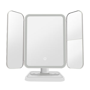 Trifold Makeup Mirror With Light 68 LED Vanity Mirrors 10X Magnifying 180Rotation