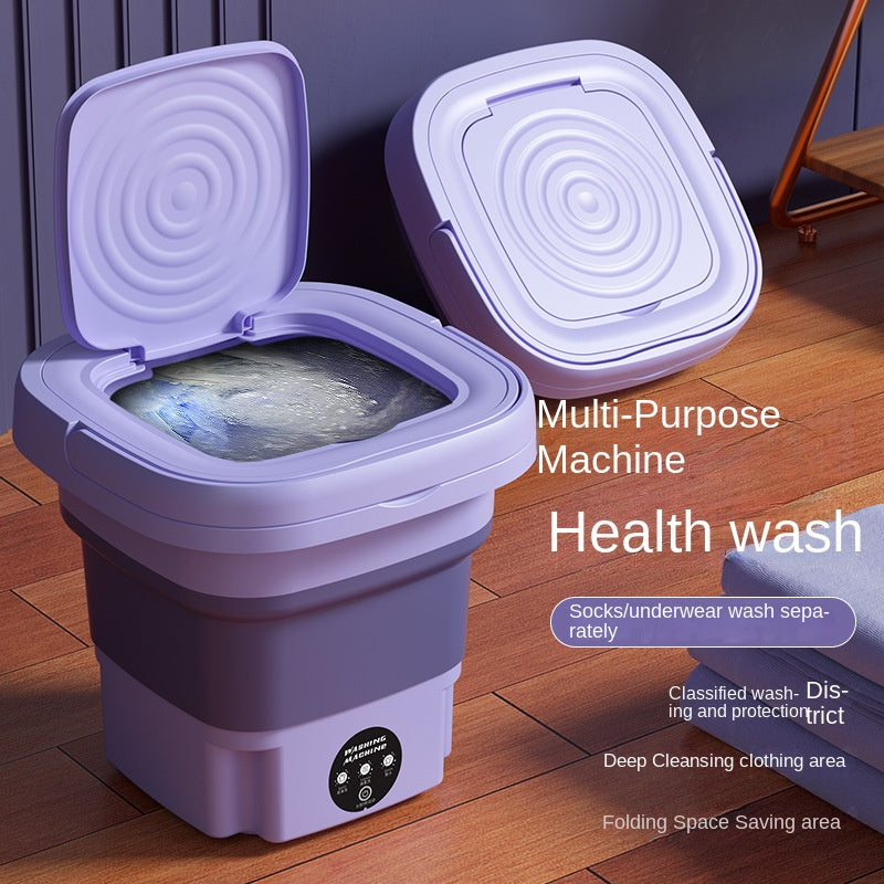 Portable Foldable Mini Washing Machine 2.11gal High Capacity With 3 Modes Deep Cleaning Half Automatic Washt Soft Spin Dry For RV Travel, Camping