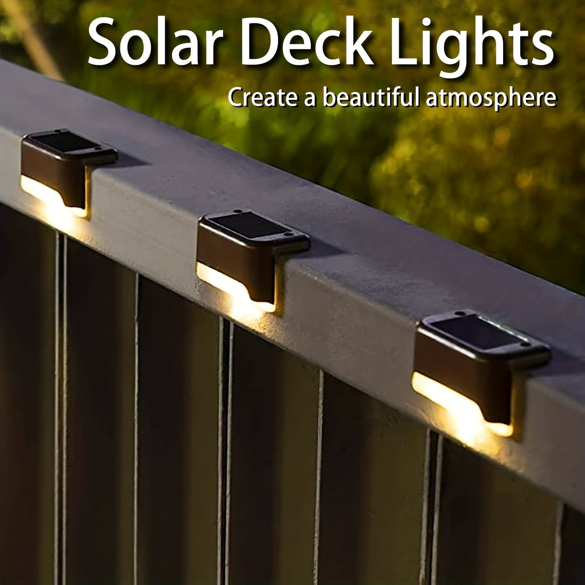 4pcs Solar Powered Outdoor LED Deck Lights - Energy-Efficient, Waterproof, and Durable Decorative Lights for Gardens, Fences, Stairs, Steps, Balconies, Yards, Courtyards, and Pathways - Easy Installation, Auto-On at Dusk, and
