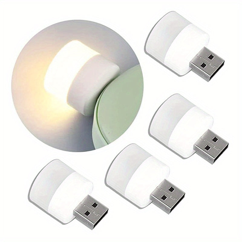 10pcs Mini USB Night Light Warm White Eye Protection Book Reading Light USB Plug Computer Mobile Power Charging LED Night Lamp