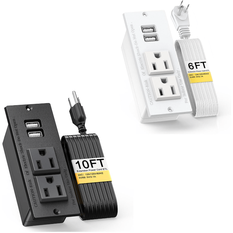 Power Strip With USB, Conference Recessed Power Strip Socket, Power Grommet Power Strip With 2-Outlet &amp; 2 USB Ports