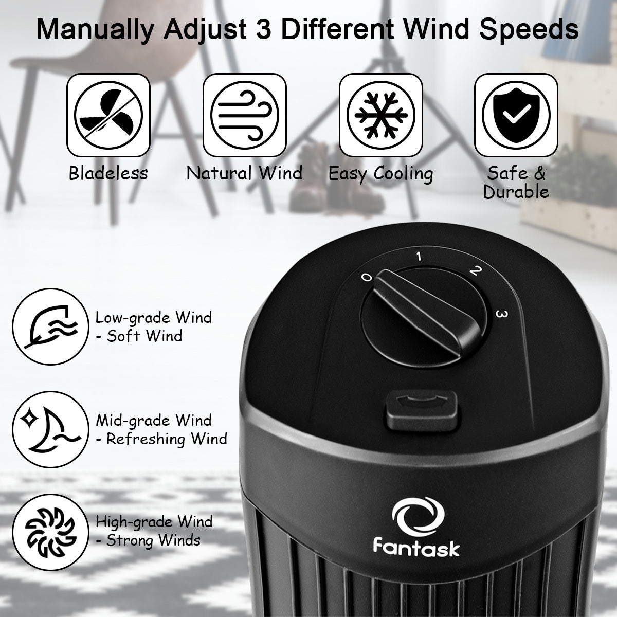 Lifezeal 35W 28&quot; Oscillating Tower Fan 3 Wind Speed Quiet Bladeless Cooling Room