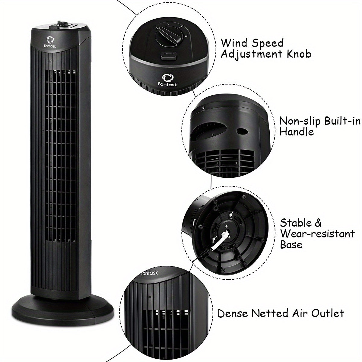 Lifezeal 35W 28&quot; Oscillating Tower Fan 3 Wind Speed Quiet Bladeless Cooling Room