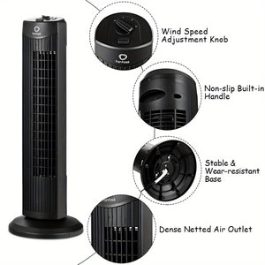 Lifezeal 35W 28" Oscillating Tower Fan 3 Wind Speed Quiet Bladeless Cooling Room