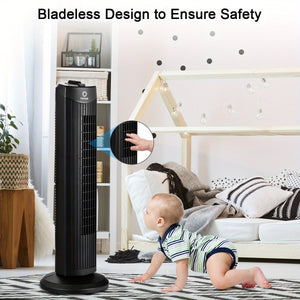 Lifezeal 35W 28" Oscillating Tower Fan 3 Wind Speed Quiet Bladeless Cooling Room