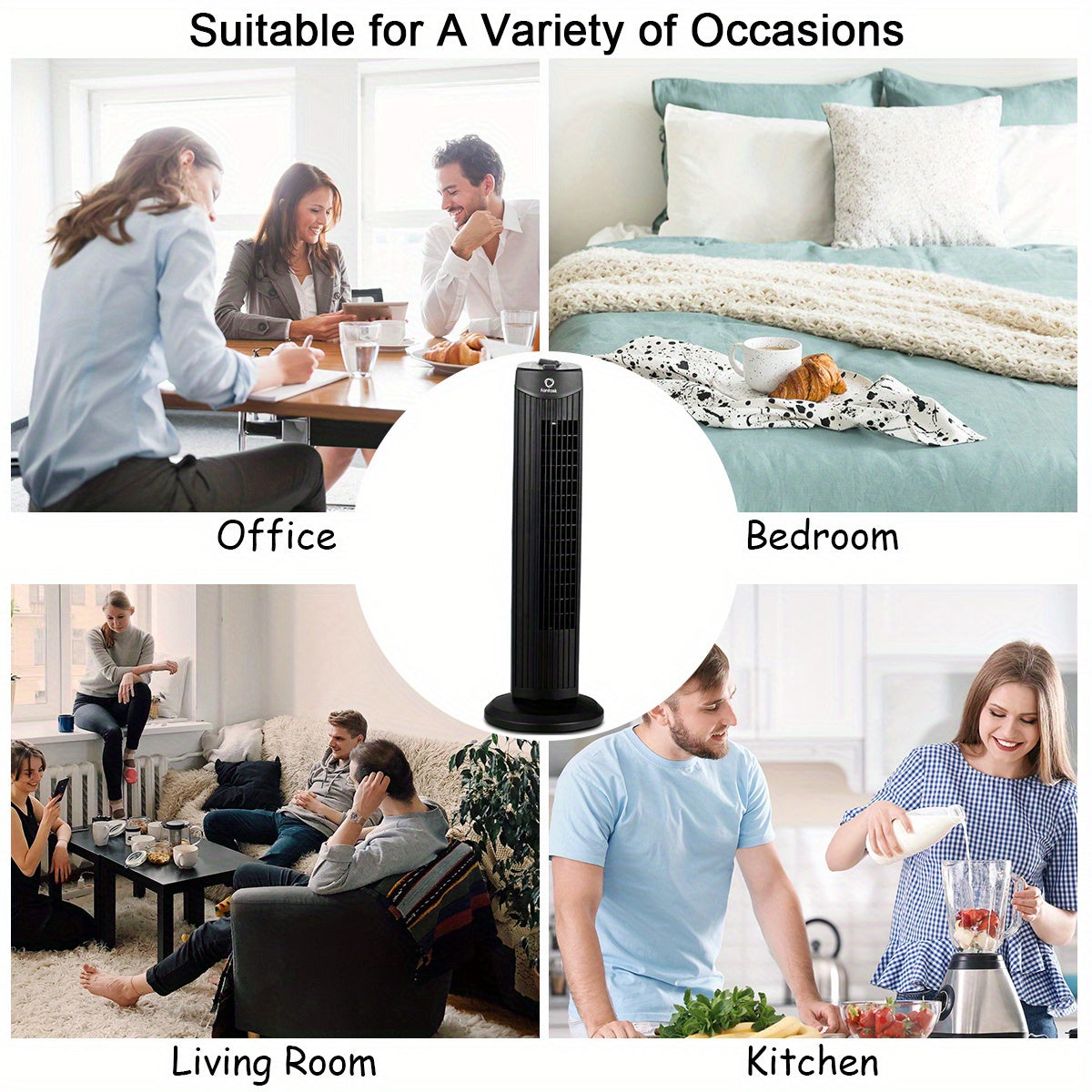 Lifezeal 35W 28&quot; Oscillating Tower Fan 3 Wind Speed Quiet Bladeless Cooling Room