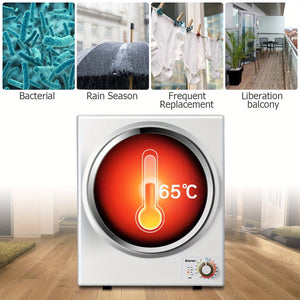 Electric Tumble Compact Laundry Dryer Stainless Steel Wall Mounted 1.5 cu. ft.