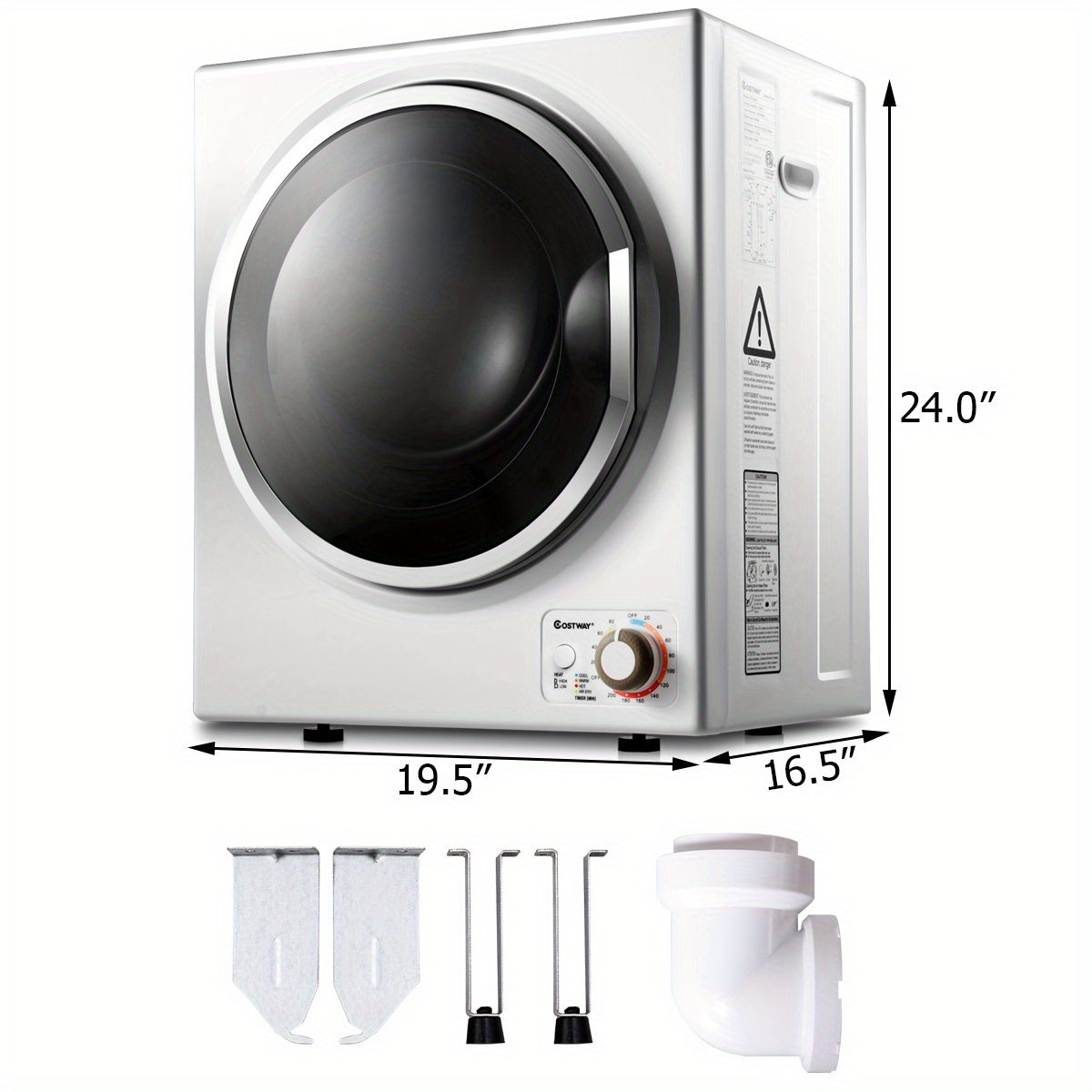 Electric Tumble Compact Laundry Dryer Stainless Steel Wall Mounted 1.5 cu. ft.
