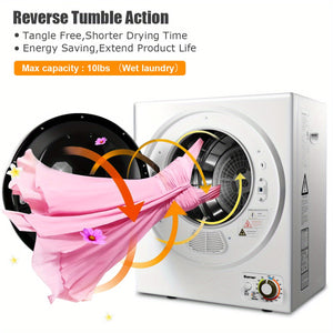 Electric Tumble Compact Laundry Dryer Stainless Steel Wall Mounted 1.5 cu. ft.