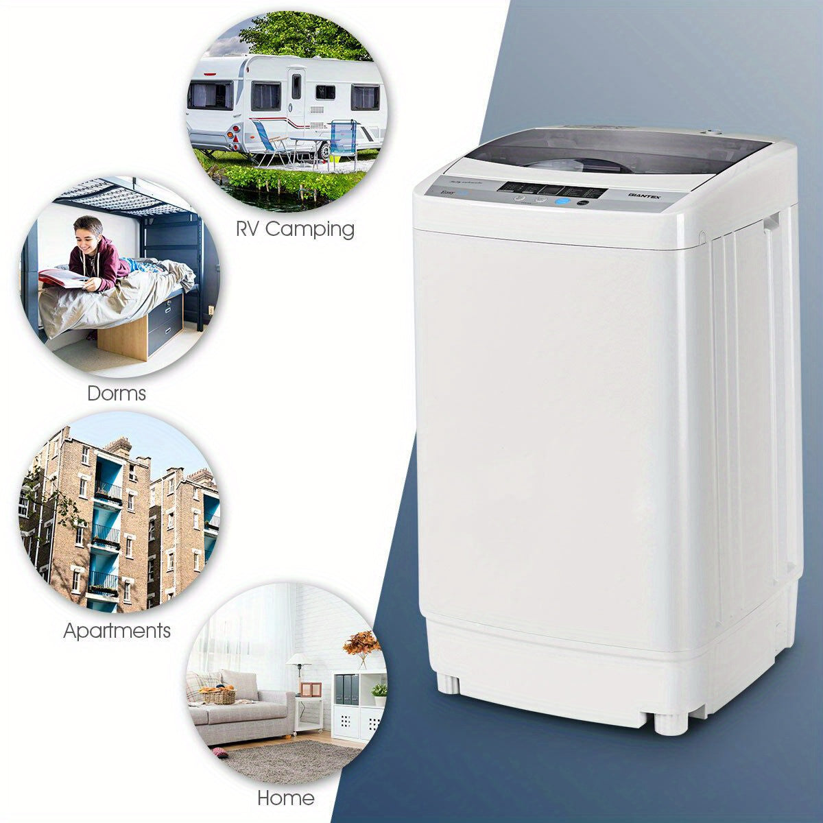 Portable Compact Washing Machine 1.34 Cu.ft Spin Pump 8 Water Level