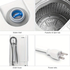 Portable Compact Washing Machine 1.34 Cu.ft Spin Pump 8 Water Level