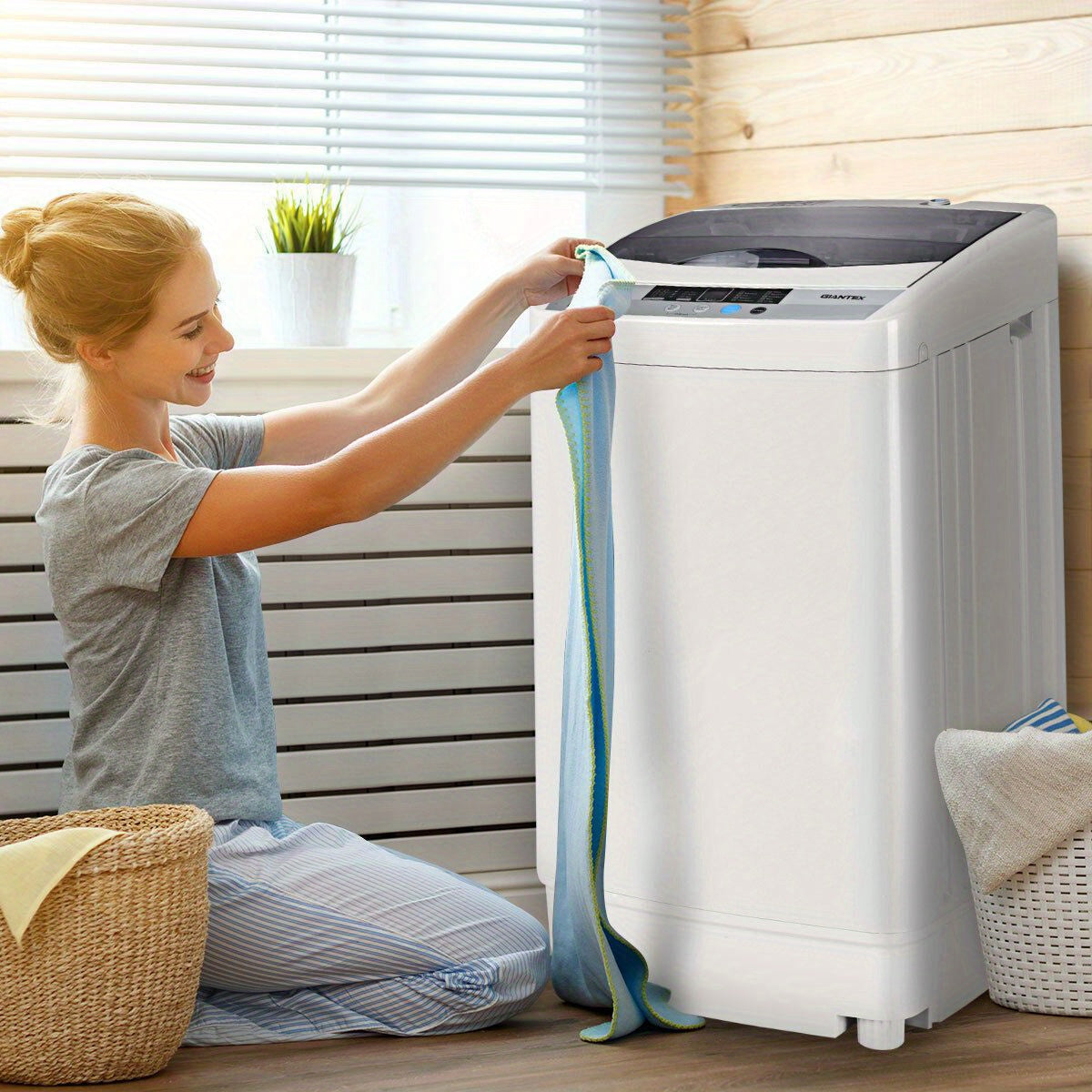 Portable Compact Washing Machine 1.34 Cu.ft Spin Pump 8 Water Level