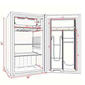 Maxmass 3.2 Cu.Ft. Compact Refrigerator Mini Dorm Small Freezer Reversible Door
