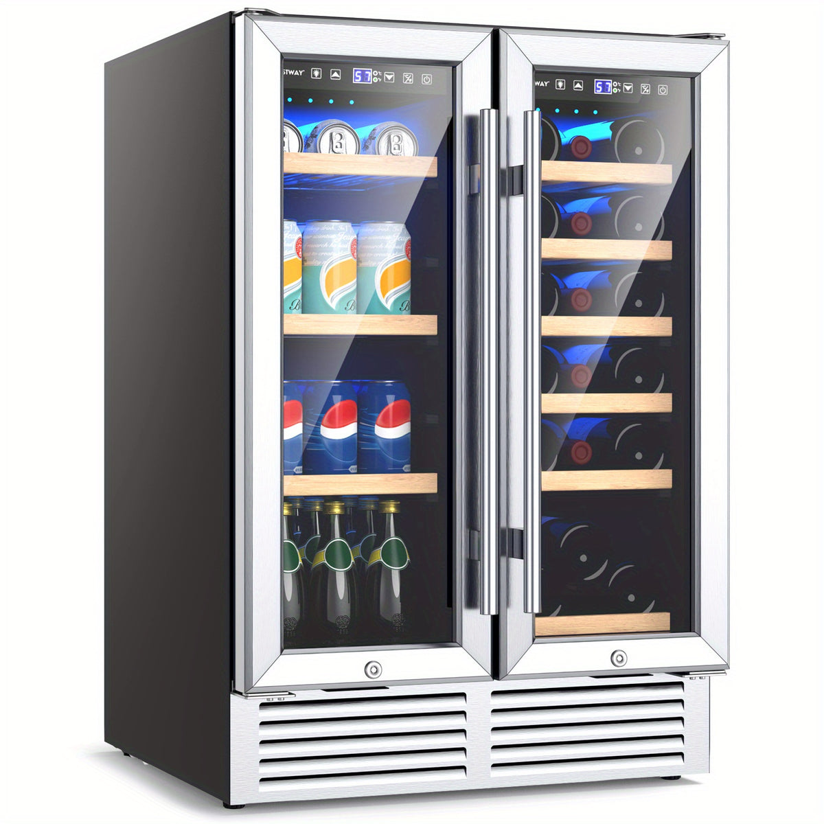 Multigot 24&quot; Dual Zone Wine and Beverage Cooler Refrigerator Dual Control Refrigerator