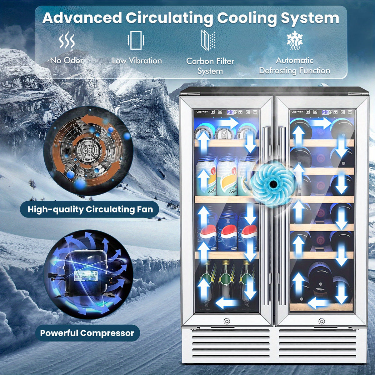 Multigot 24&quot; Dual Zone Wine and Beverage Cooler Refrigerator Dual Control Refrigerator