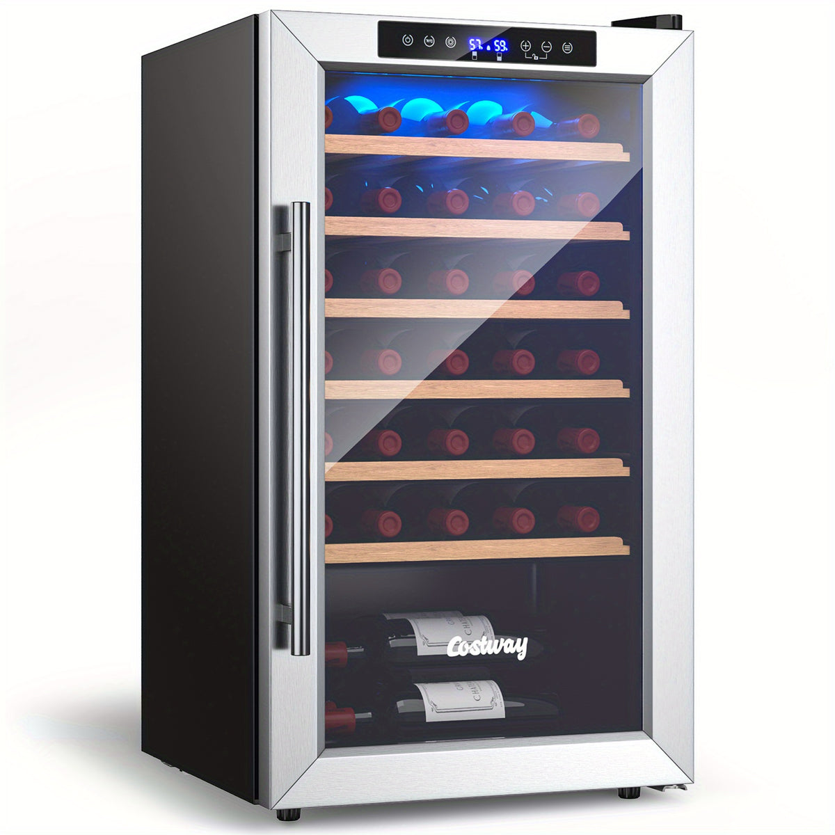 Multigot 20 Inch Wine Cooler Refrigerator for 33 Bottles w/Tempered Glass Door
