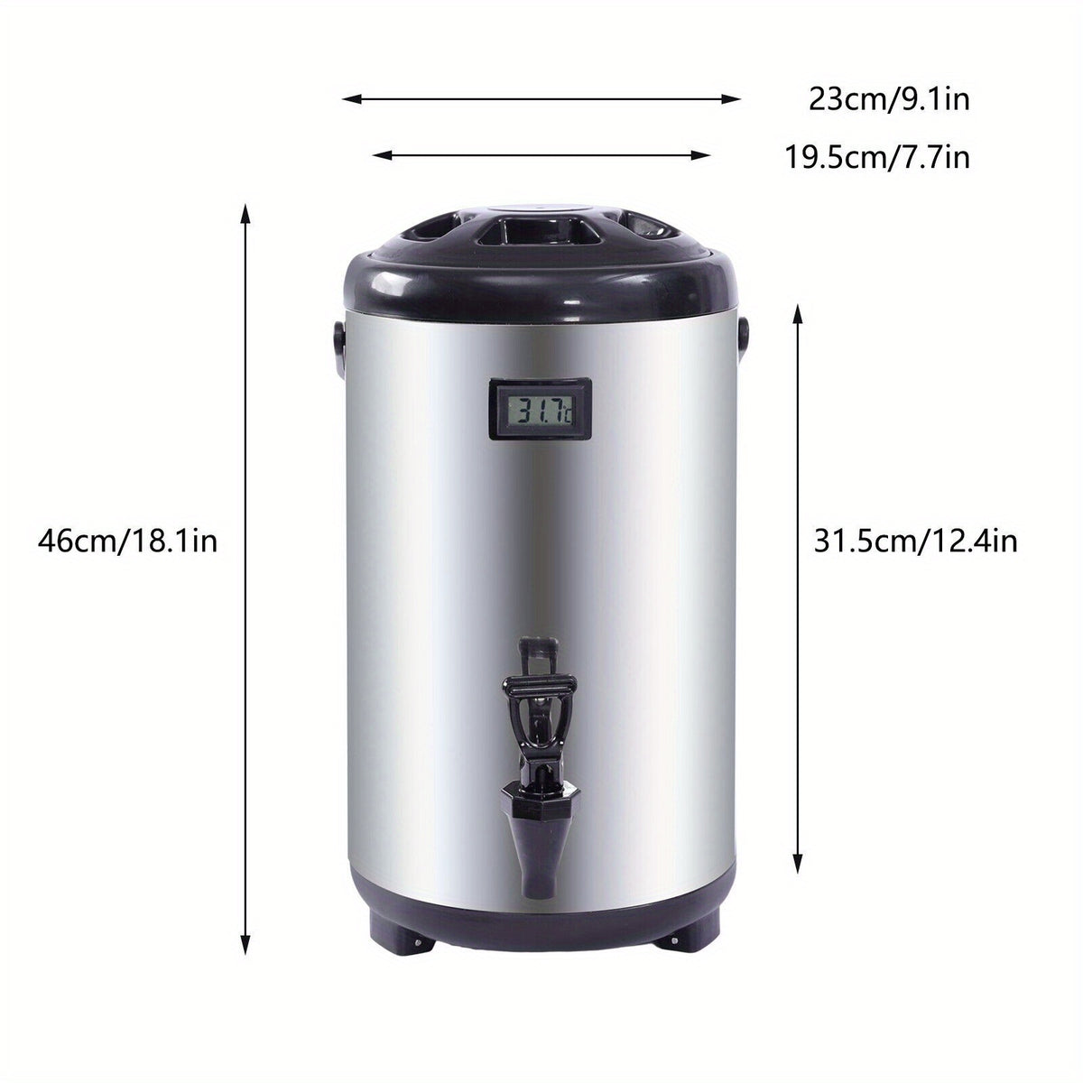 12L/ 3.17Gal 304SS Insulated Beverage Dispenser Hot &amp;Cold Thermal Drink Dispenser