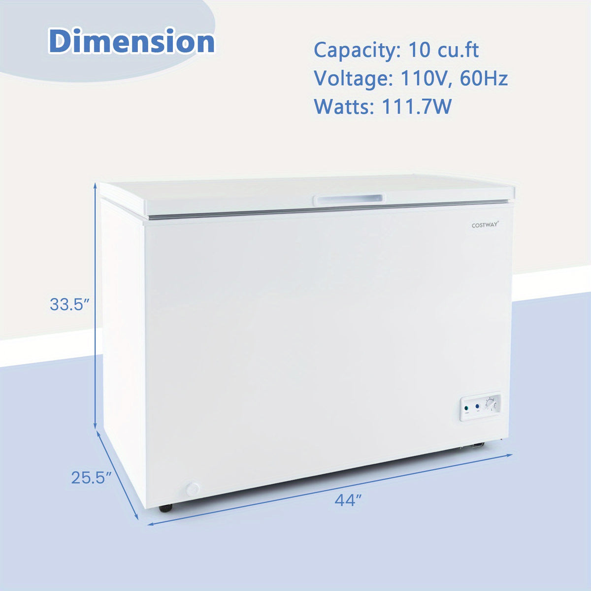 MAXMASS 10 Cu. Ft. Chest Compact Freezer w/ 7-Level Temperature, Removable Basket White