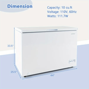 MAXMASS 10 Cu. Ft. Chest Compact Freezer w/ 7-Level Temperature, Removable Basket White