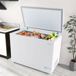 MAXMASS 10 Cu. Ft. Chest Compact Freezer w/ 7-Level Temperature, Removable Basket White