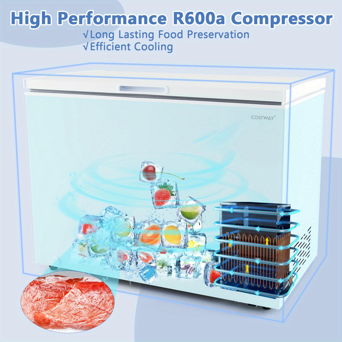 MAXMASS 10 Cu. Ft. Chest Compact Freezer w/ 7-Level Temperature, Removable Basket White