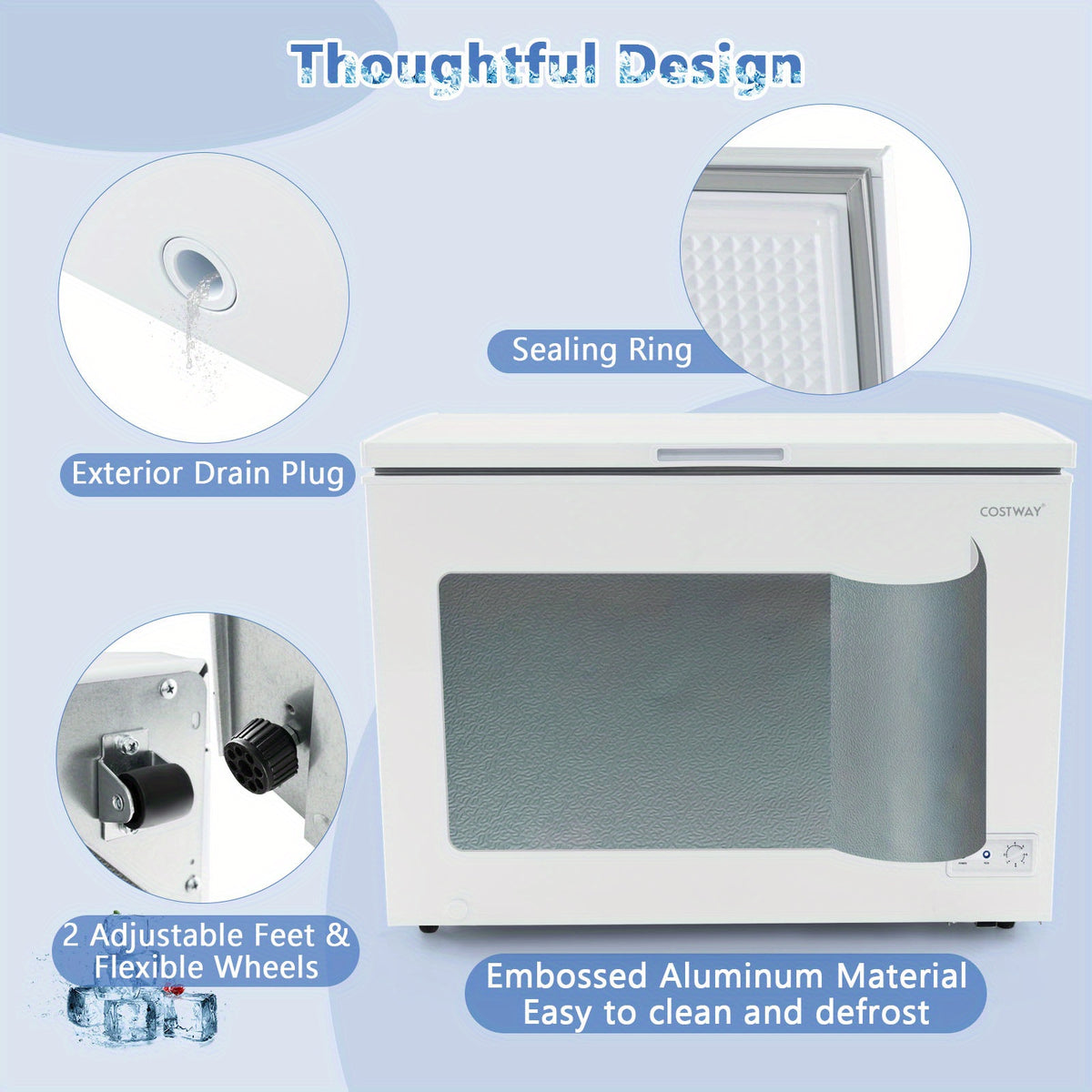 MAXMASS 10 Cu. Ft. Chest Compact Freezer w/ 7-Level Temperature, Removable Basket White