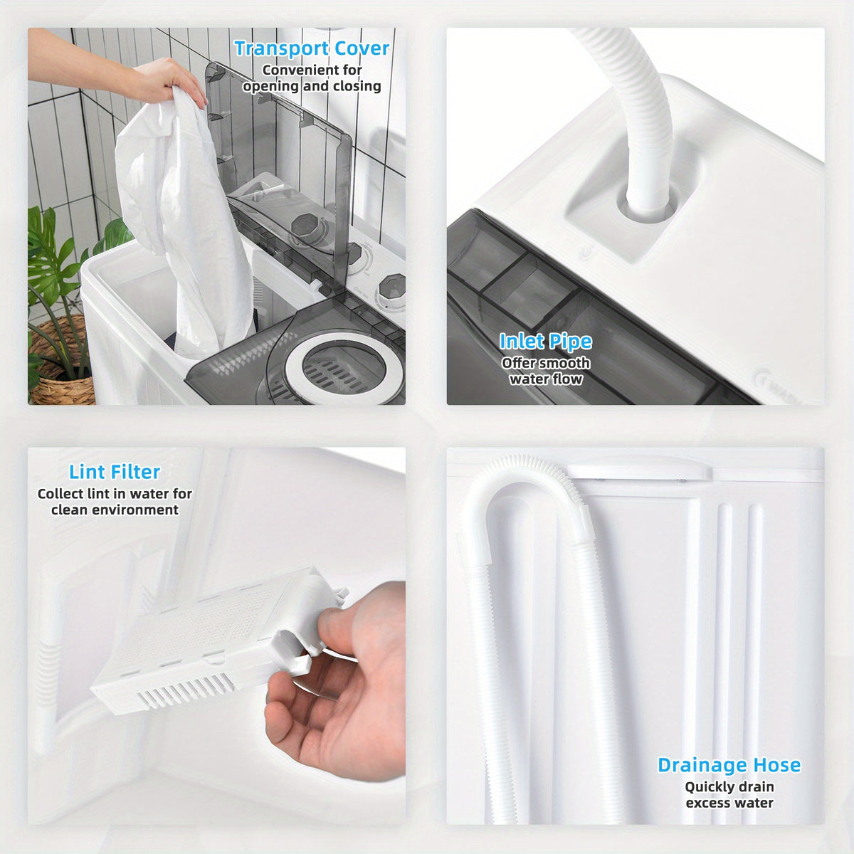 Gymax 26lbs Portable Semi-automatic Twin Tub Washing Machine W/ Drain Pump