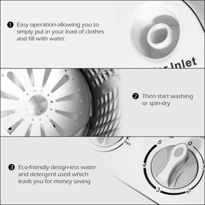 Lifezeal Mini Compact Twin Tub Washing Machine Washer 13lbs Spin Spinner