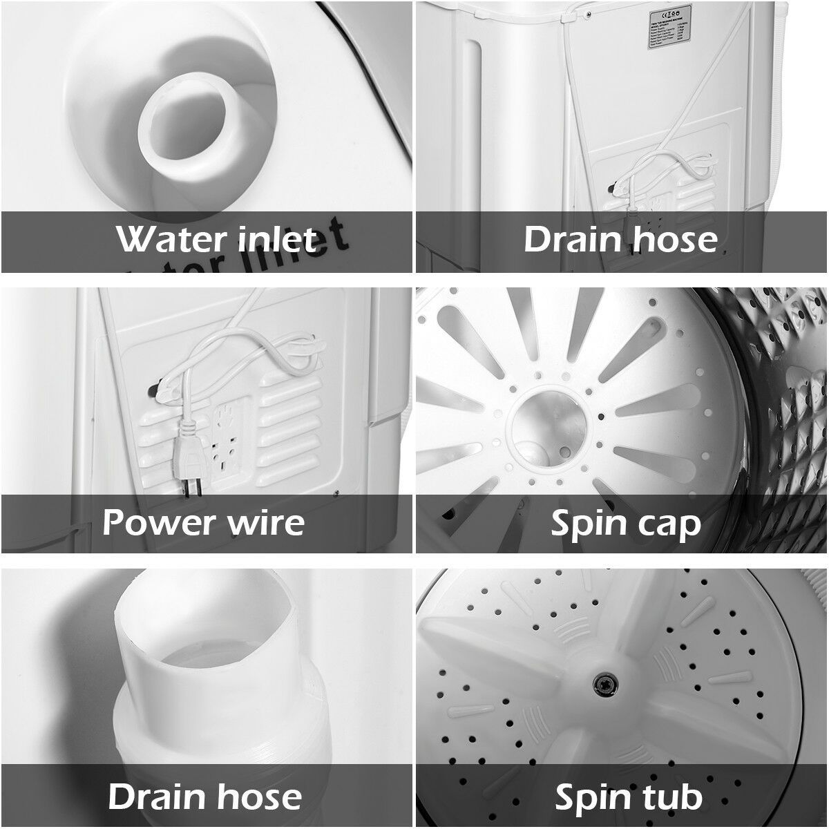 Lifezeal Mini Compact Twin Tub Washing Machine Washer 13lbs Spin Spinner