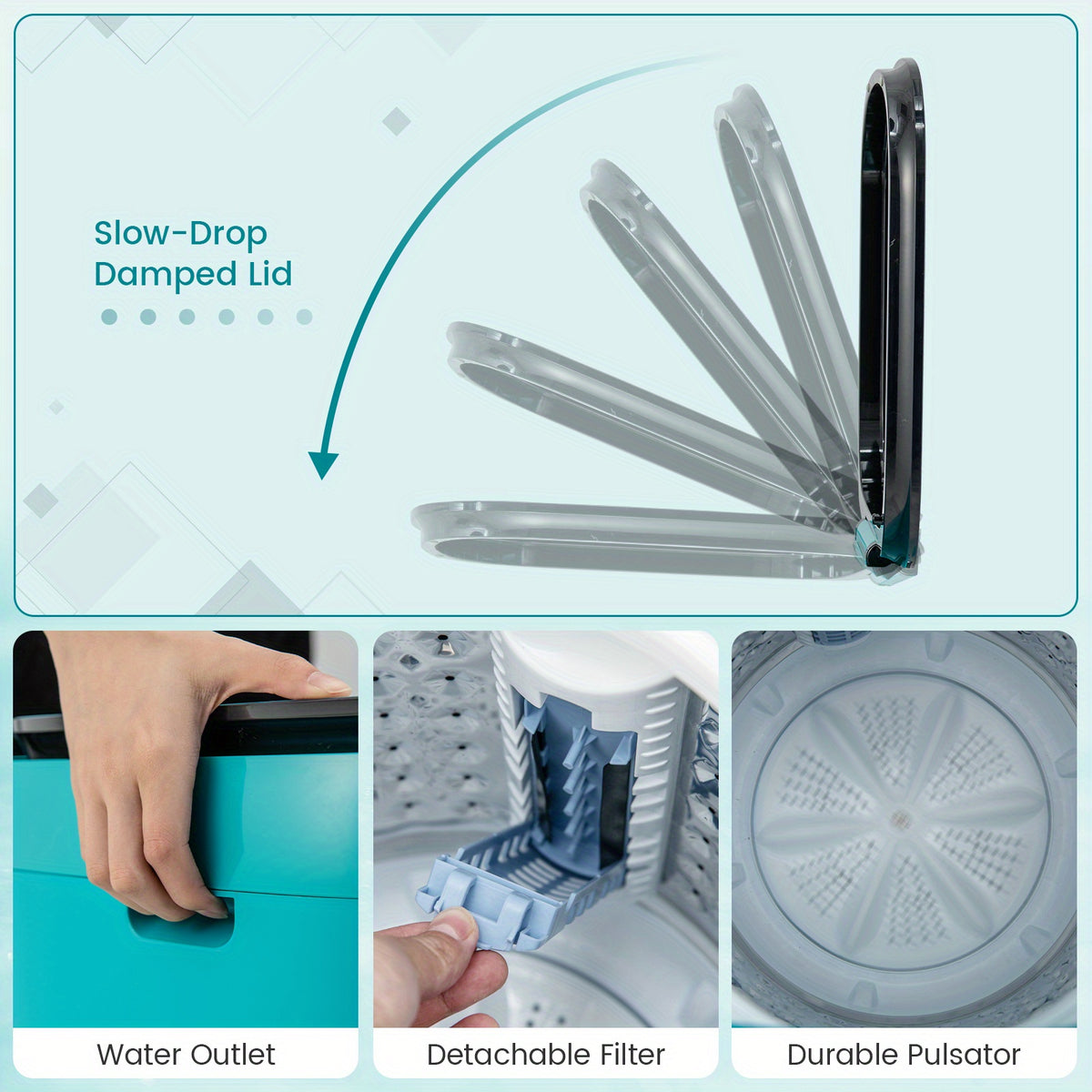 7.7 lbs Full Automatic Washing Machine 0.78 Cu.ft Compact Washer &amp; Spinner Combo