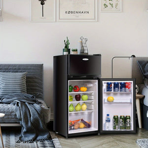 Double Doors 3.4 cu ft. Unit Compact Mini Refrigerator Freezer Black