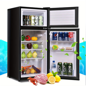 Double Doors 3.4 cu ft. Unit Compact Mini Refrigerator Freezer Black