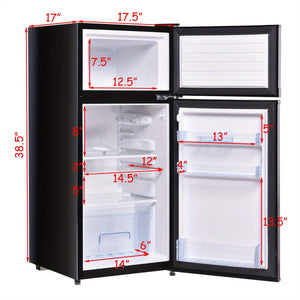 Double Doors 3.4 cu ft. Unit Compact Mini Refrigerator Freezer Black