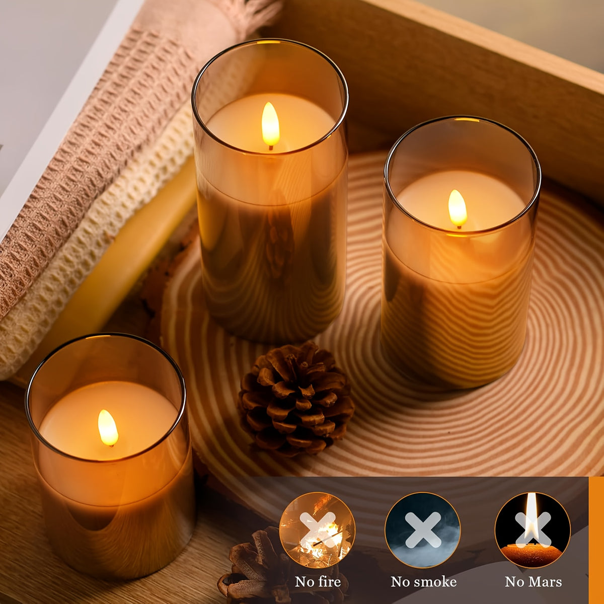 Elegant Gray LED Candle Lights with Remote - Flickering Flameless Wax Melt Burners for Weddings, Birthdays &amp; Christmas Decor