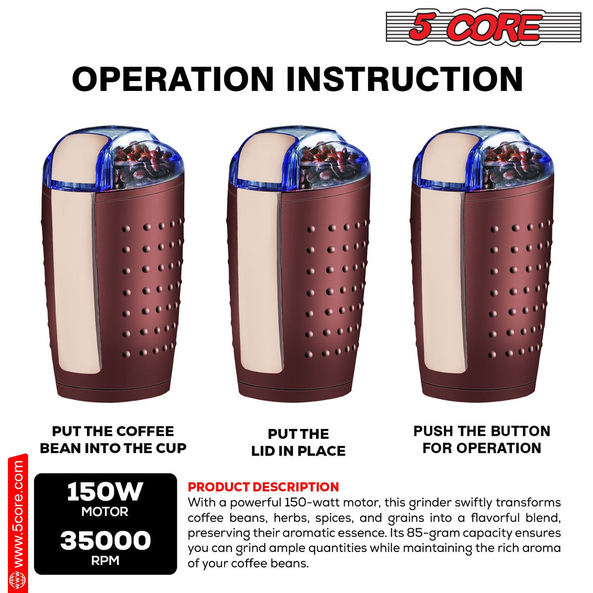 Coffee Grinder 85 Gram Capacity - Stereotech